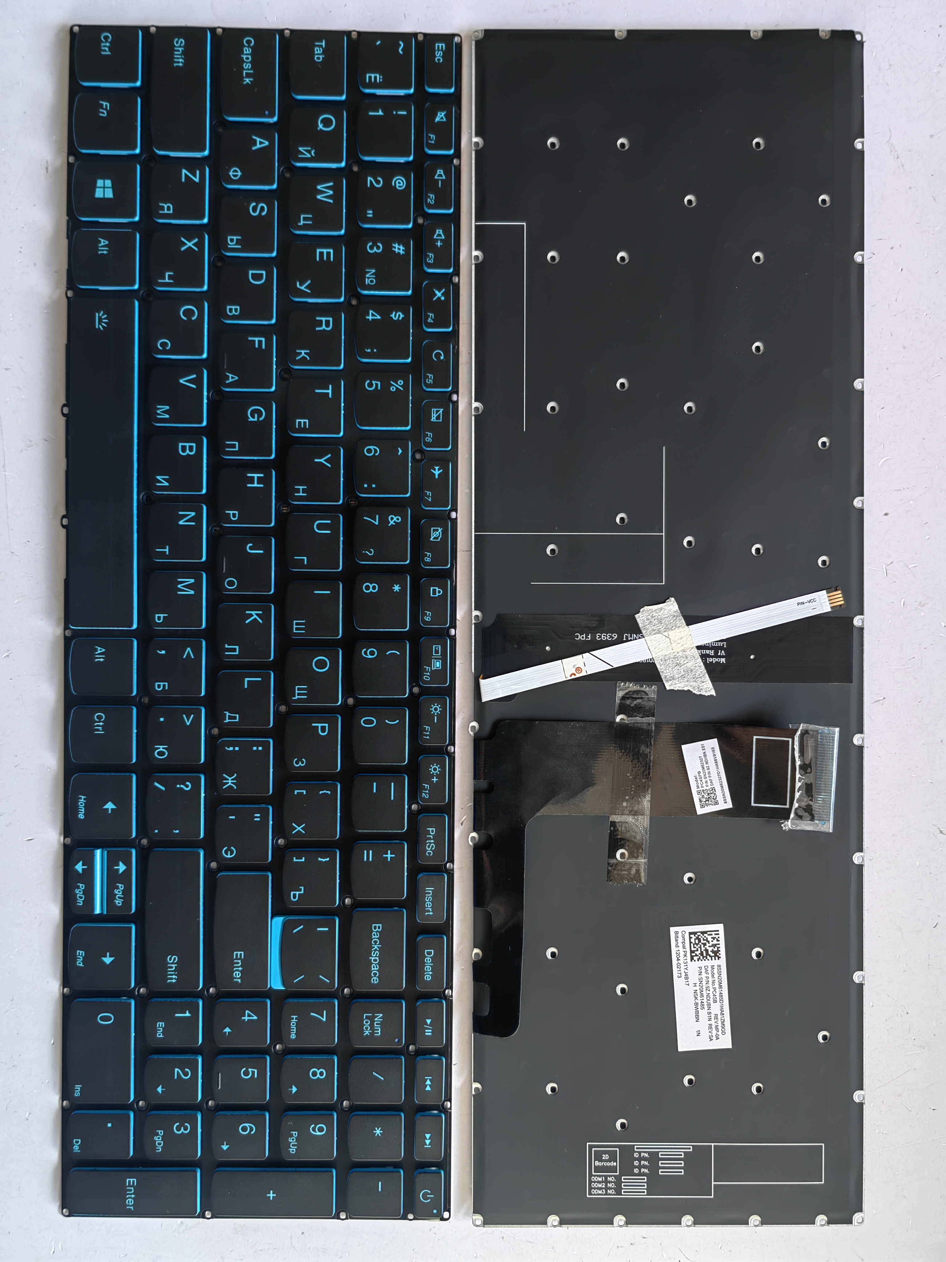 Picture of New Replacement Laptop Keyboard For LENOVO 320-15/L340-15/340C-15 with switch BLACK Backlit,Blue Printing,Blue Side (OEM) RU Layout